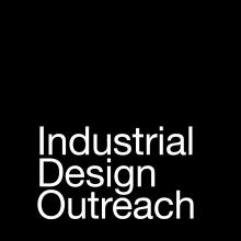 Black square showing the following text, Industrial Design Outreach