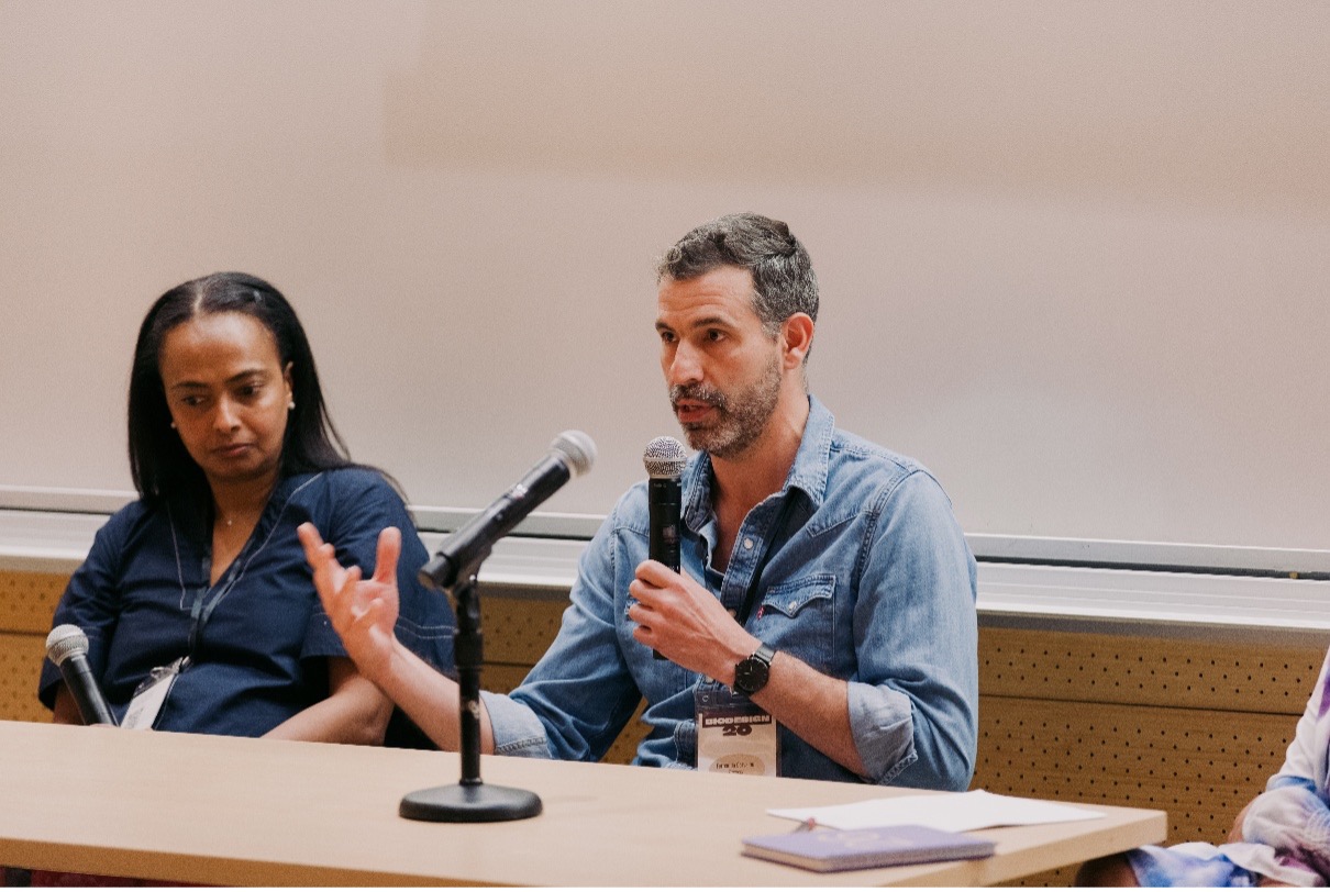 Associate Professor Carvalho at the Biodesign Symposium panel discussion, Parsons New School of Design, June 2026. (Photo by Shannon Carroll)