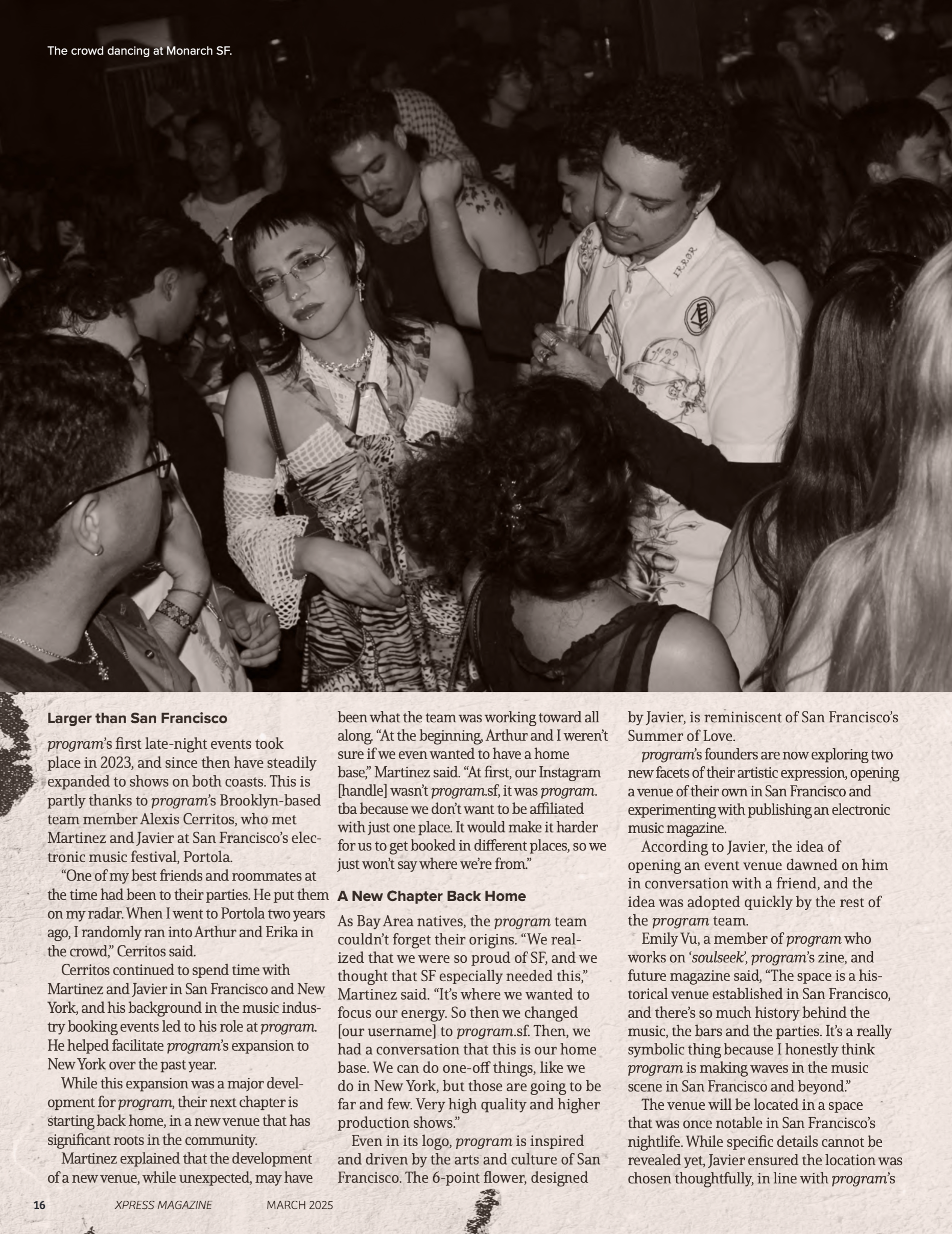 Another page of Kayce's design on the Program's article for Xpress Magazine