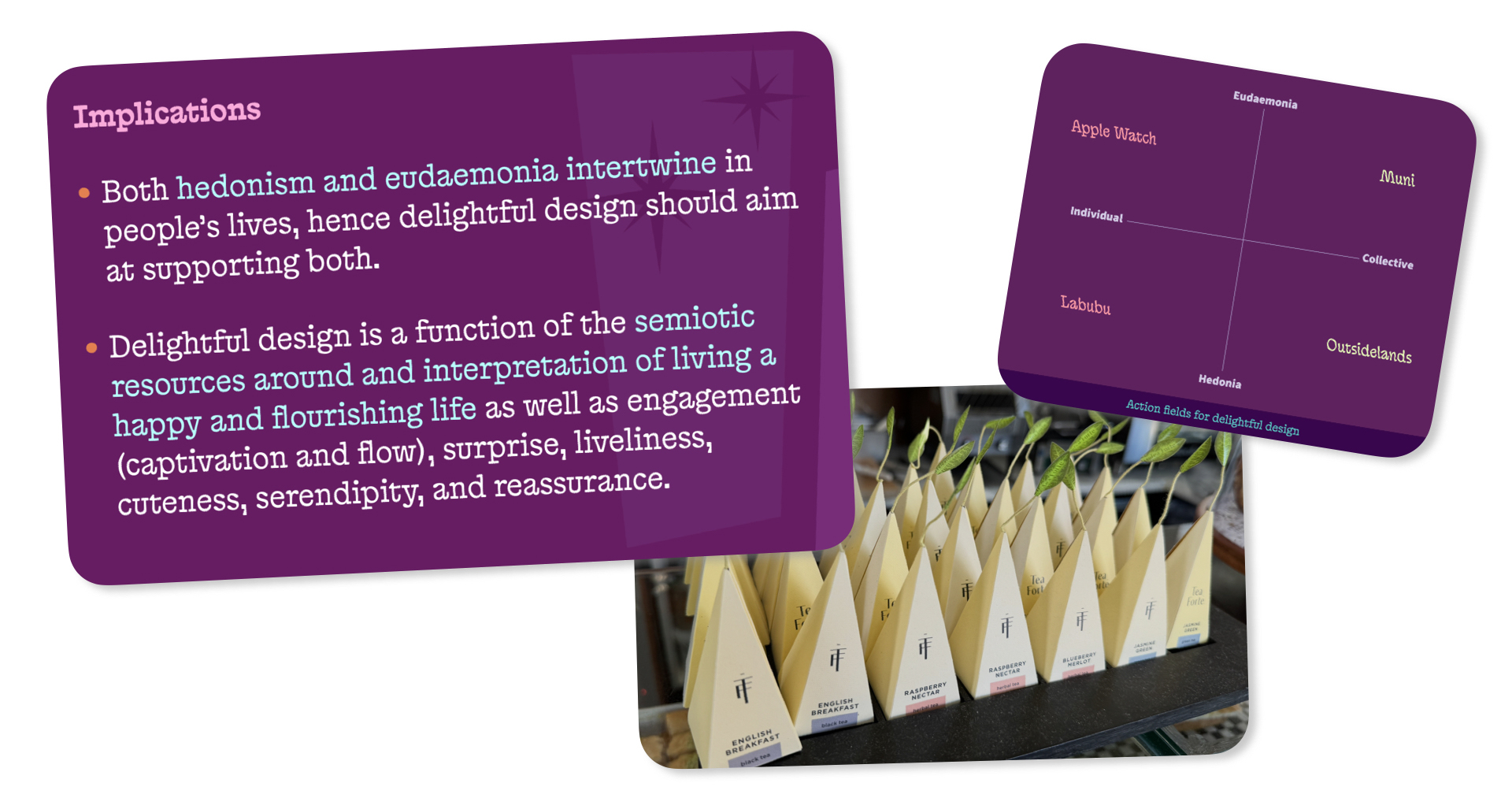 Some of the slides of Omar Sosa-Tzec on Delightful Design that he showed to the Design Strategy MBA students at the California College of the Arts