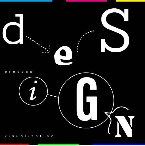 Illustration made of letters that say the word "Design"