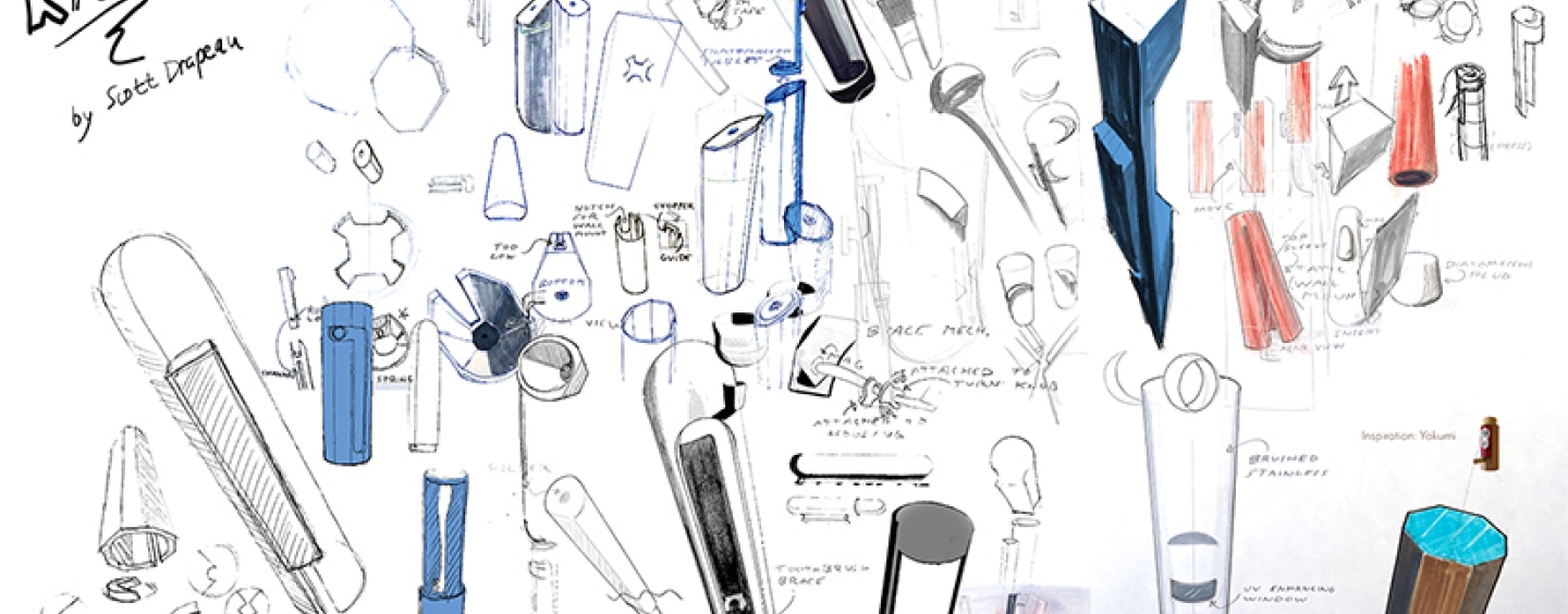 KABA toothbrush holder, project sketches by Scott Drapeau