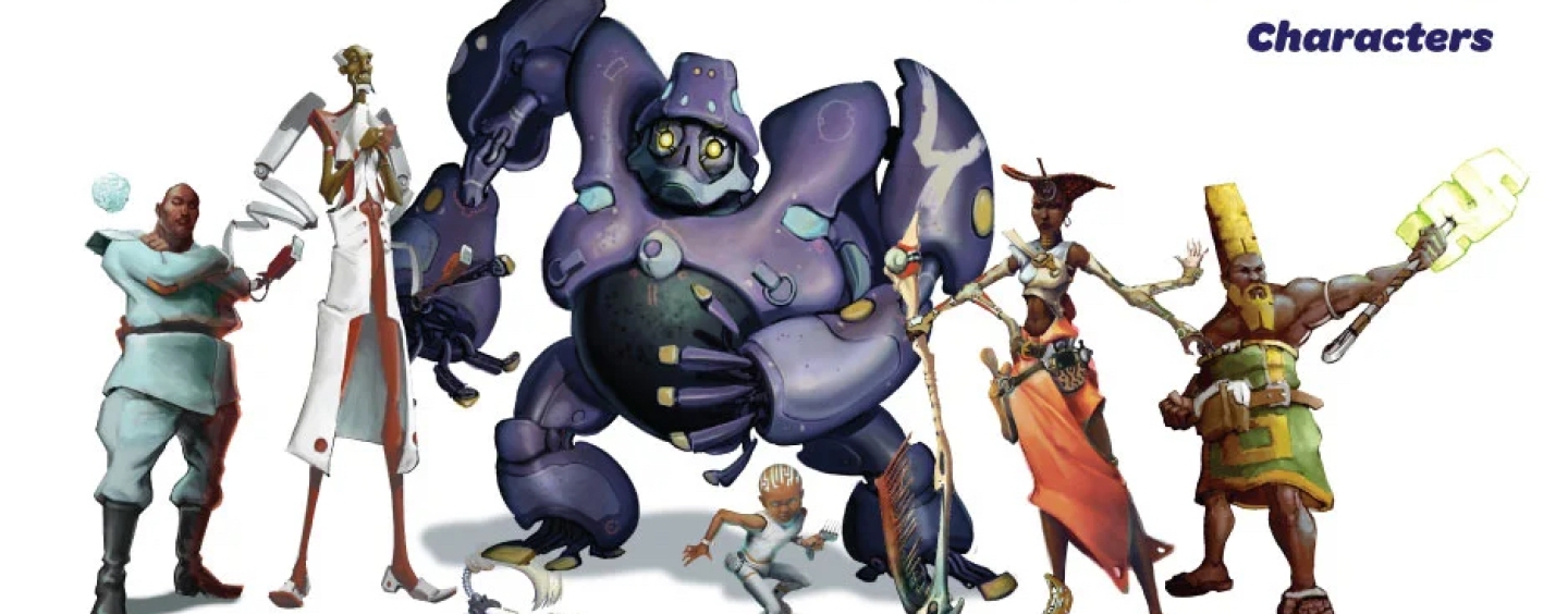 Drawings of characters for the book Afrokidd made by Eugene Young